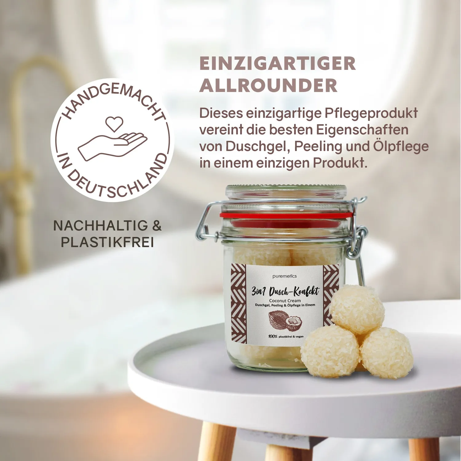 puremetics Coconut Cream 3i1 brusekonfekt 10 stk kokos