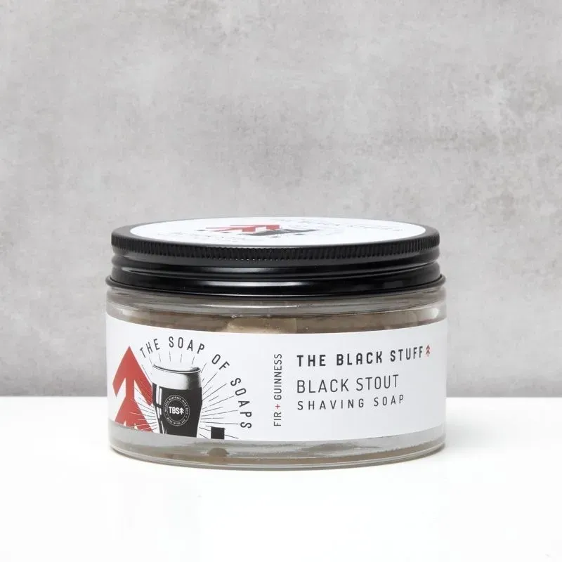 The Black Stuff Black Stout barbersæbe 155 g glas mørk