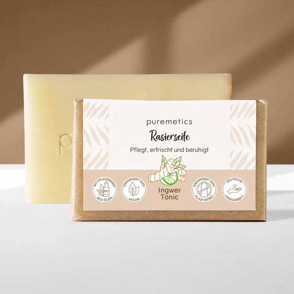 puremetics Ingwer Tonic barbersæbe i papir