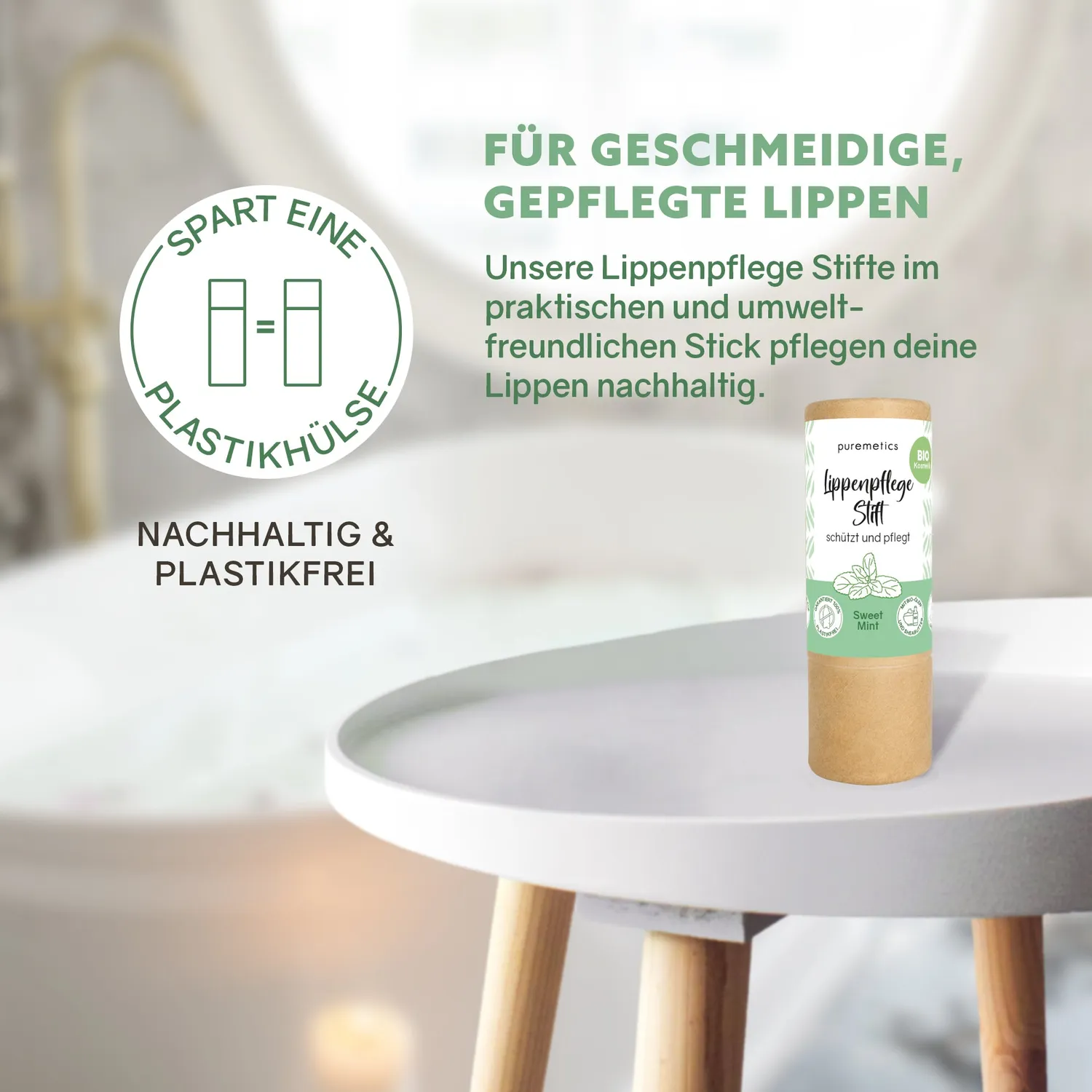 puremetics Sweet Mint læbepomade stick mild duft
