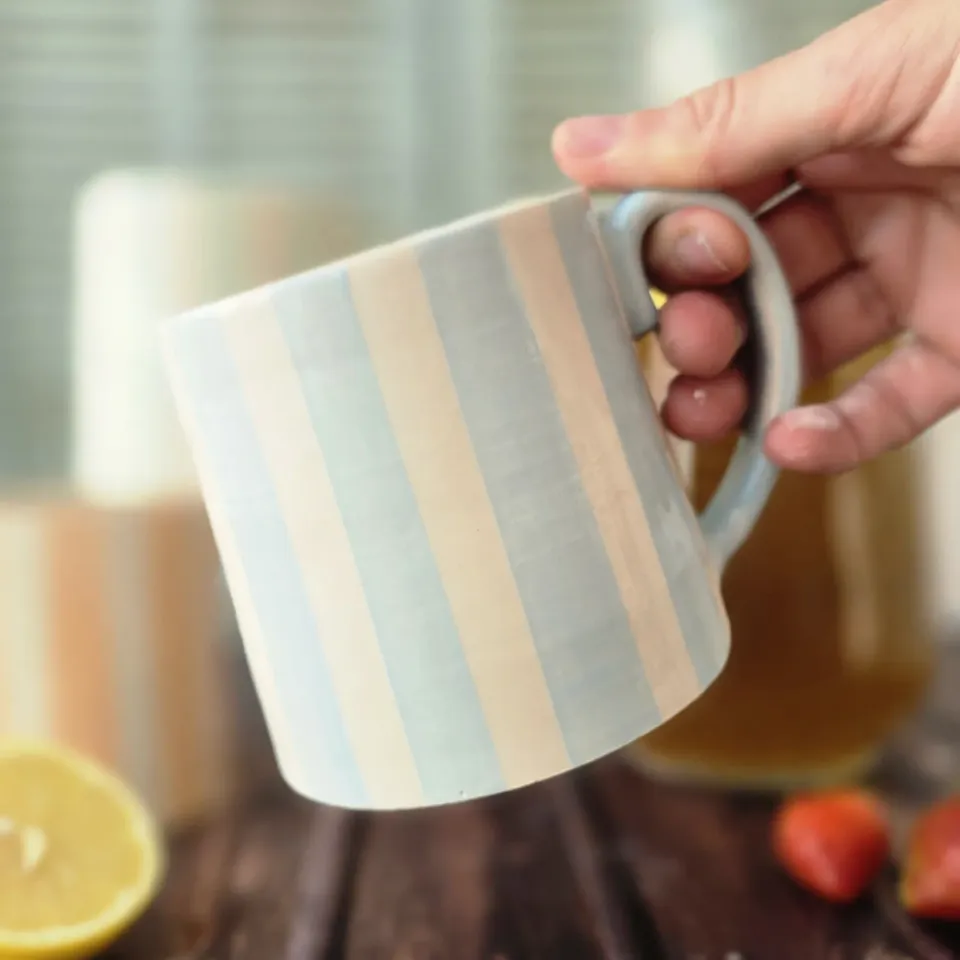 Naturayl Dolce Vita Tasse Rayée kop Blå Riviera 530 ml håndlavet