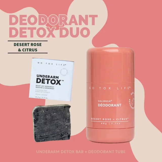 No Tox Life Solidsilk Desert Rose deodorant detox duo citrus