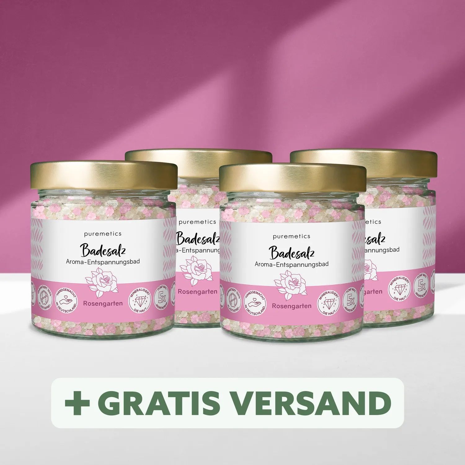puremetics Rosengarten badesalt 1 glas med roseduft