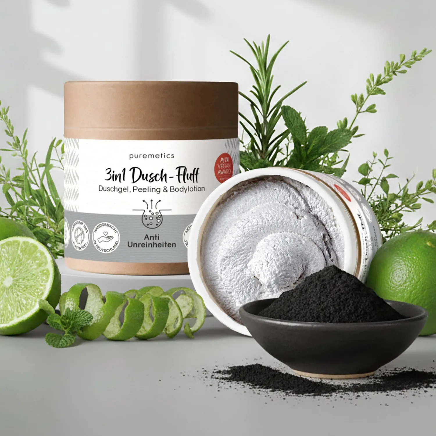 puremetics 3in1 Dusch-Fluff Anti Unreinheiten badesæbe