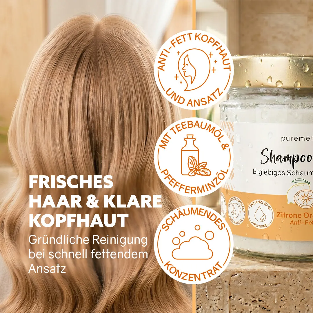 puremetics Anti-Fedt Shampoo-Fluff Zitrone Orange shampoo
