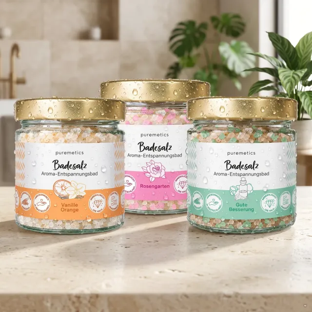 puremetics Wohlfühl-Trio badesalt 3-pak havsalt