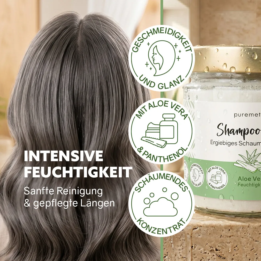 puremetics Aloe Vera shampoo fluff fugt 1 glas
