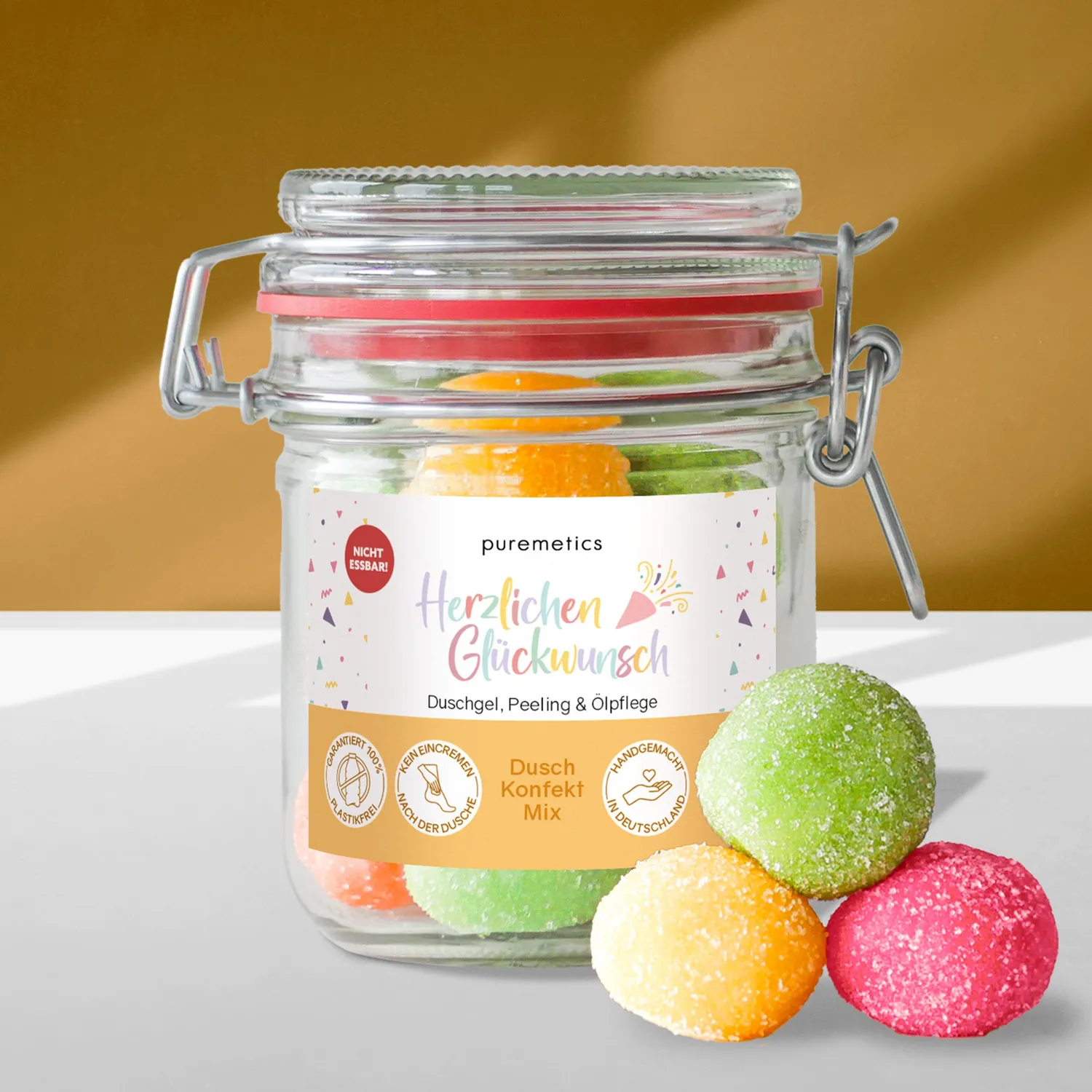 puremetics 3in1 Dusch-Konfekt badebolcher 10 stk kokos