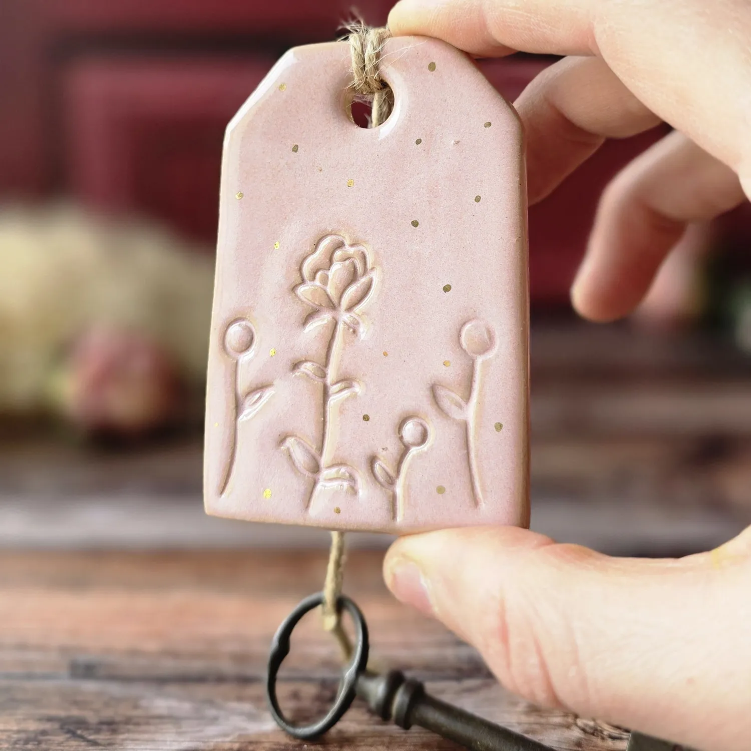 Naturayl Message Suspendu ophaeng rose 8,5x4 cm