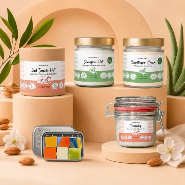puremetics Clean-Beauty Starter Plasticfree Warrior sæt mandelmælk
