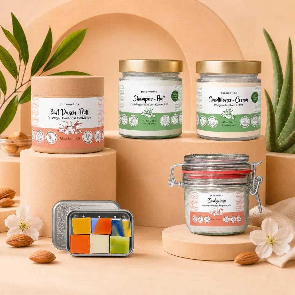 puremetics Clean-Beauty Starter Plasticfree Warrior sæt mandelmælk