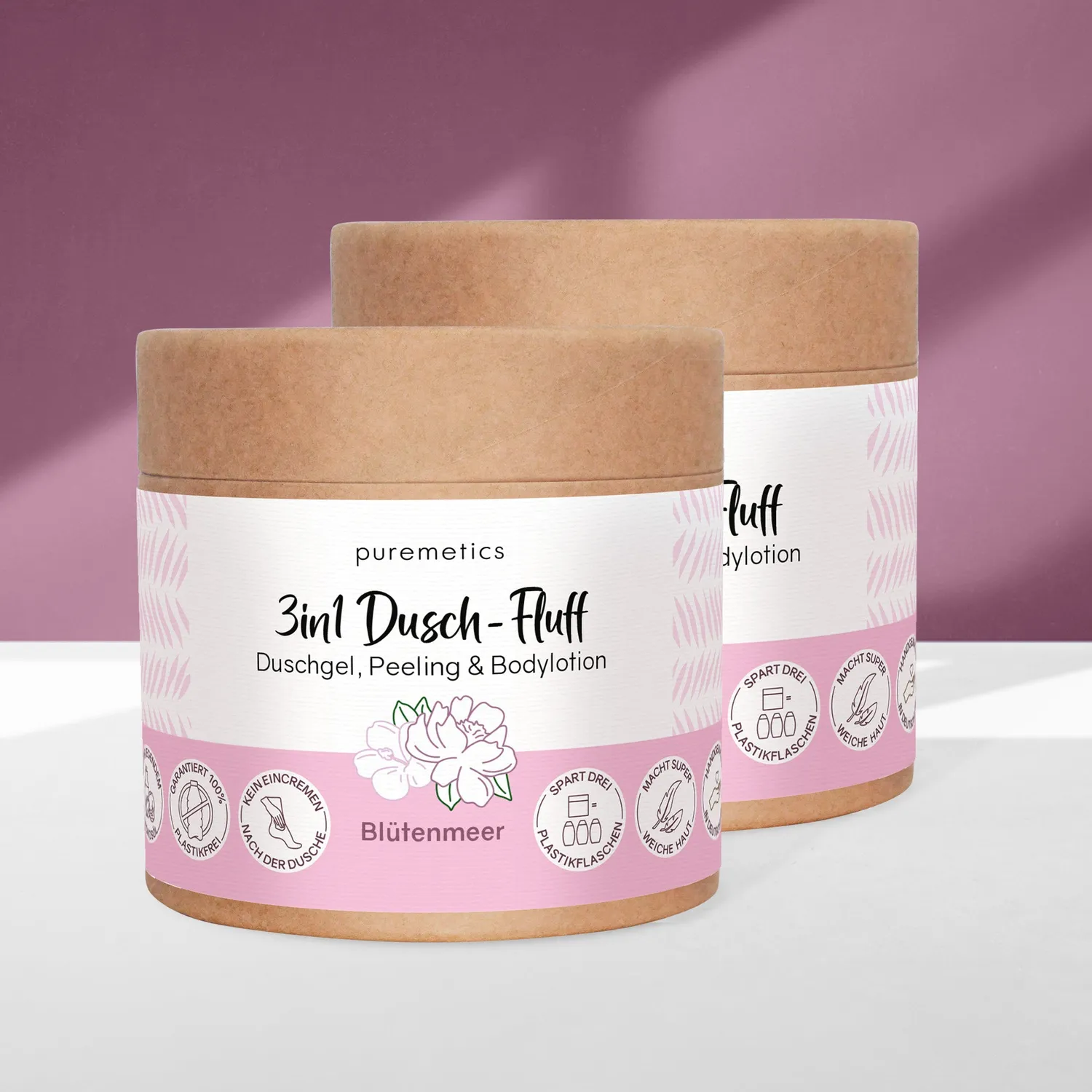 puremetics 3in1 Dusch-Fluff Blütenmeer bruseskum 1 stk blomsterduft