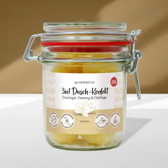 puremetics 3in1 bade konfekt vanilje 10 stk peeling