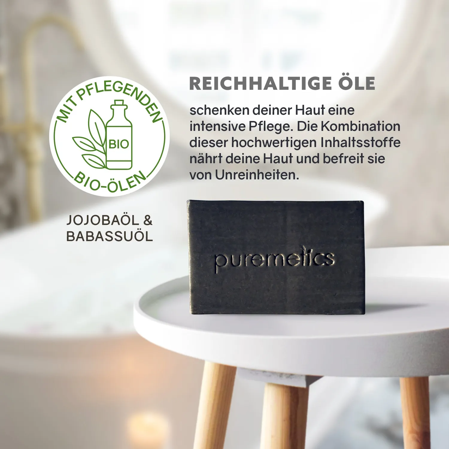 puremetics Aktivkohle ansigtssæbe i papir med min simply