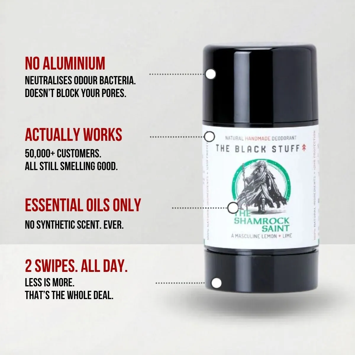 The Black Stuff Shamrock Saint deodorant naturlig lemon lime
