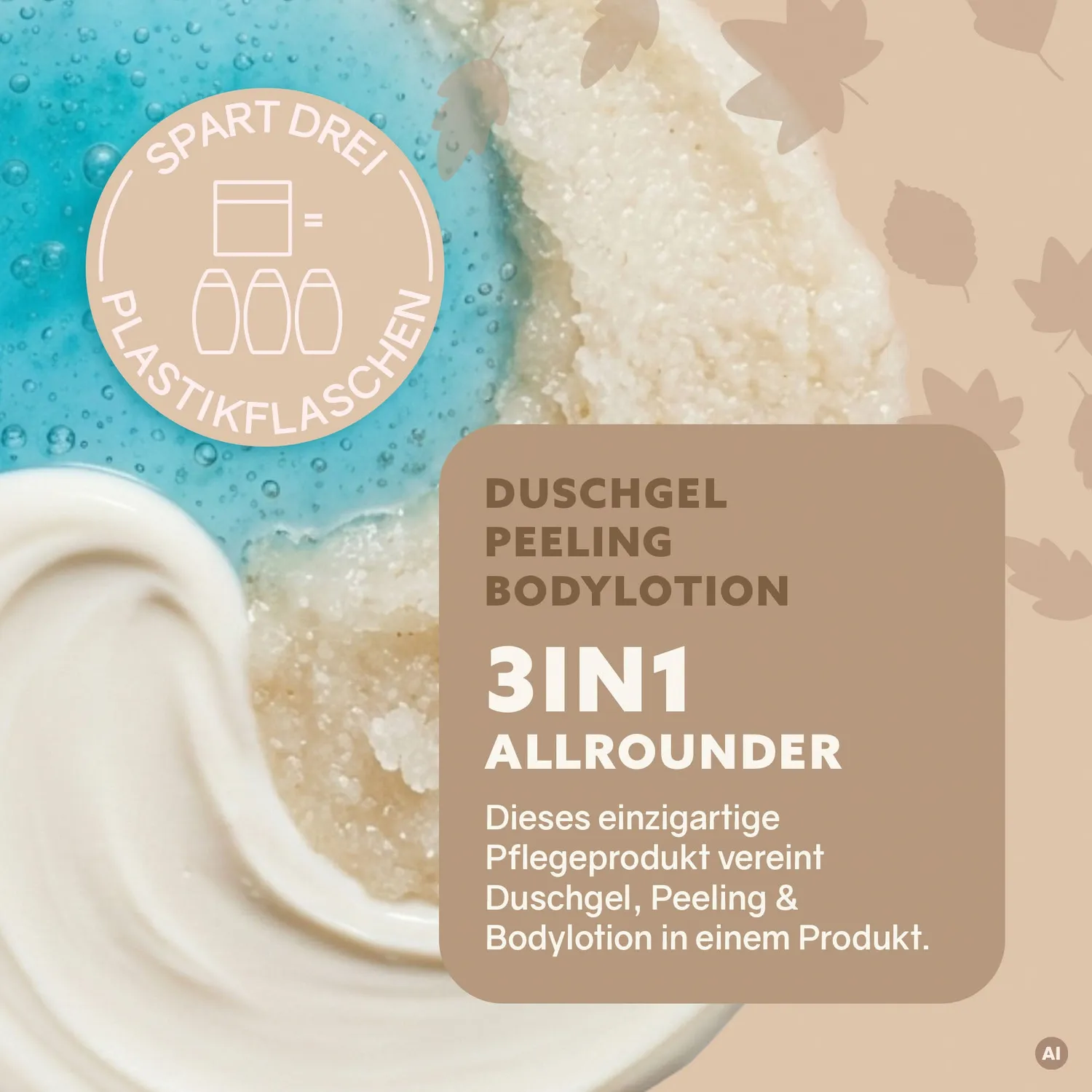 puremetics 3in1 Dusch-Fluff Einklang Herbstapfel Veilchen Zedernholz scrub 1 stk
