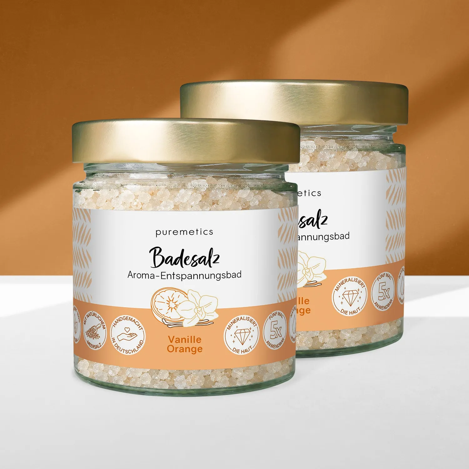 puremetics badesalt vanilje appelsin 1 glas