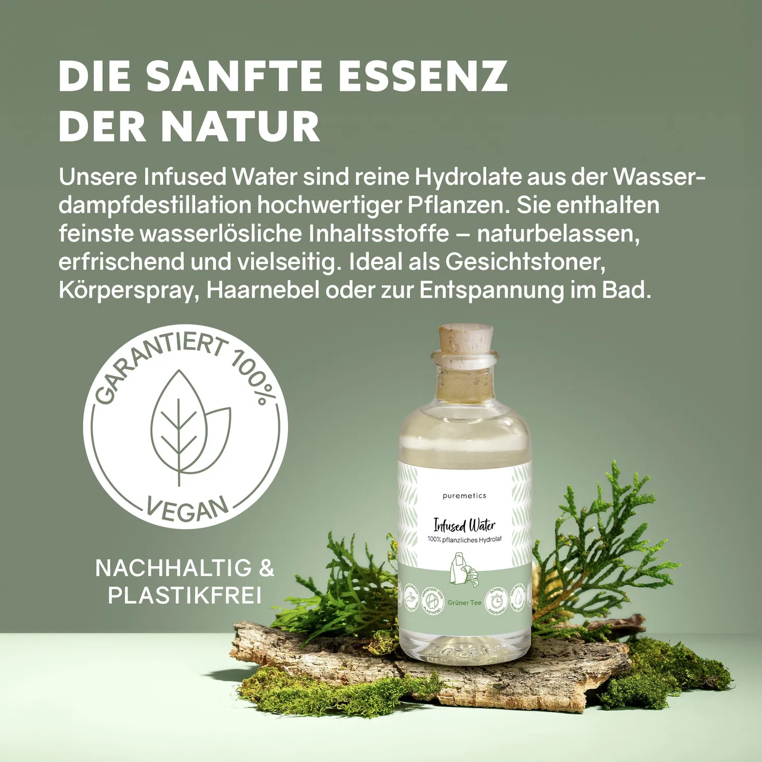 puremetics Infused Water Grüner Tee ansigtsspray grøn te