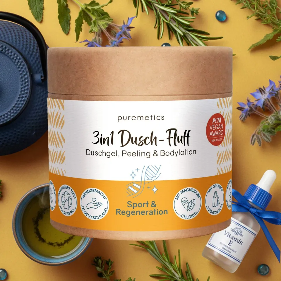 puremetics 3in1 Dusch-Fluff Sport Regeneration frisk