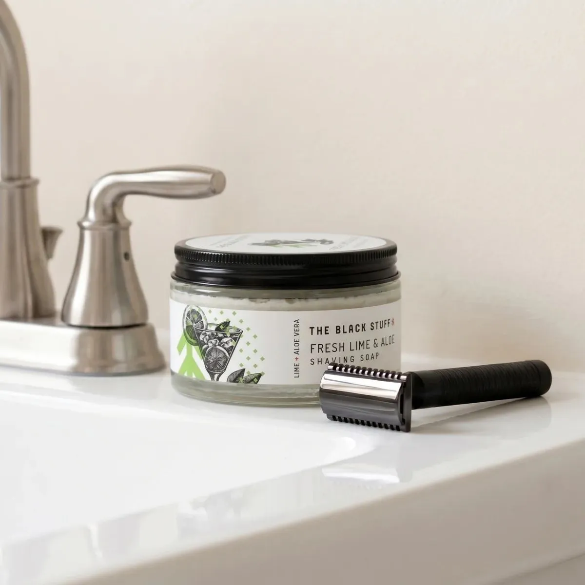 The Black Stuff Fresh Lime barbersæbe 155 g glas