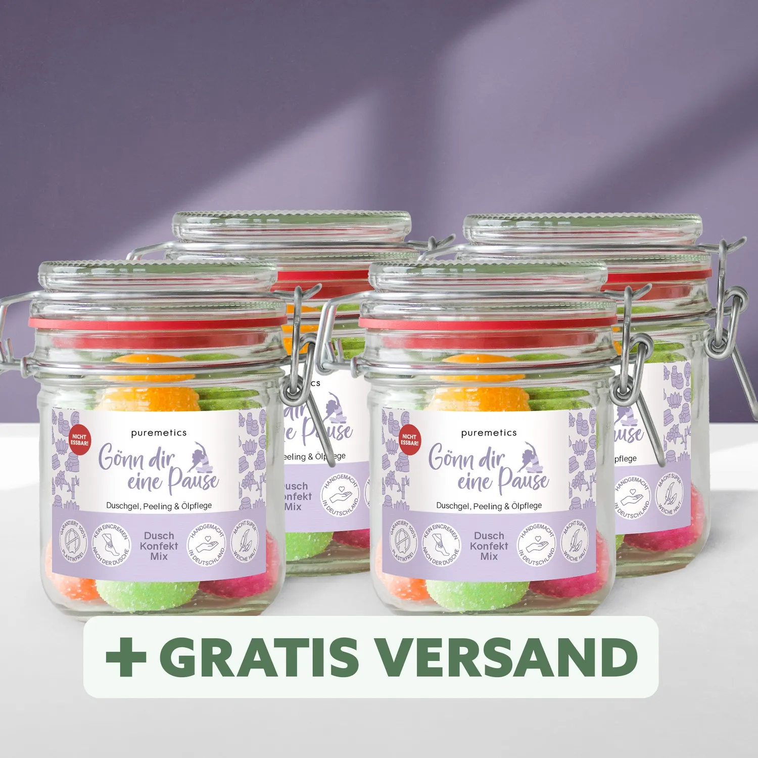 puremetics 3in1 Dusch-Konfekt Pause brusekugler 10 stk