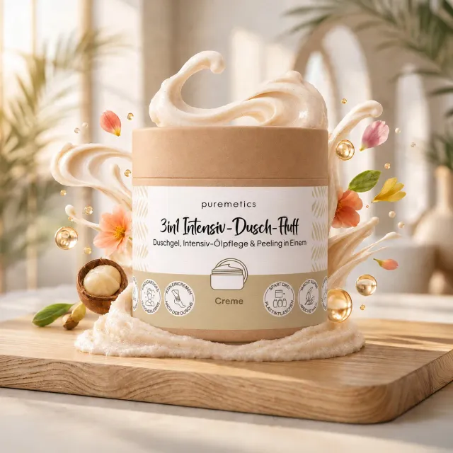 puremetics 3in1 Intensiv Dusch-Fluff brusecreme creme tør hud