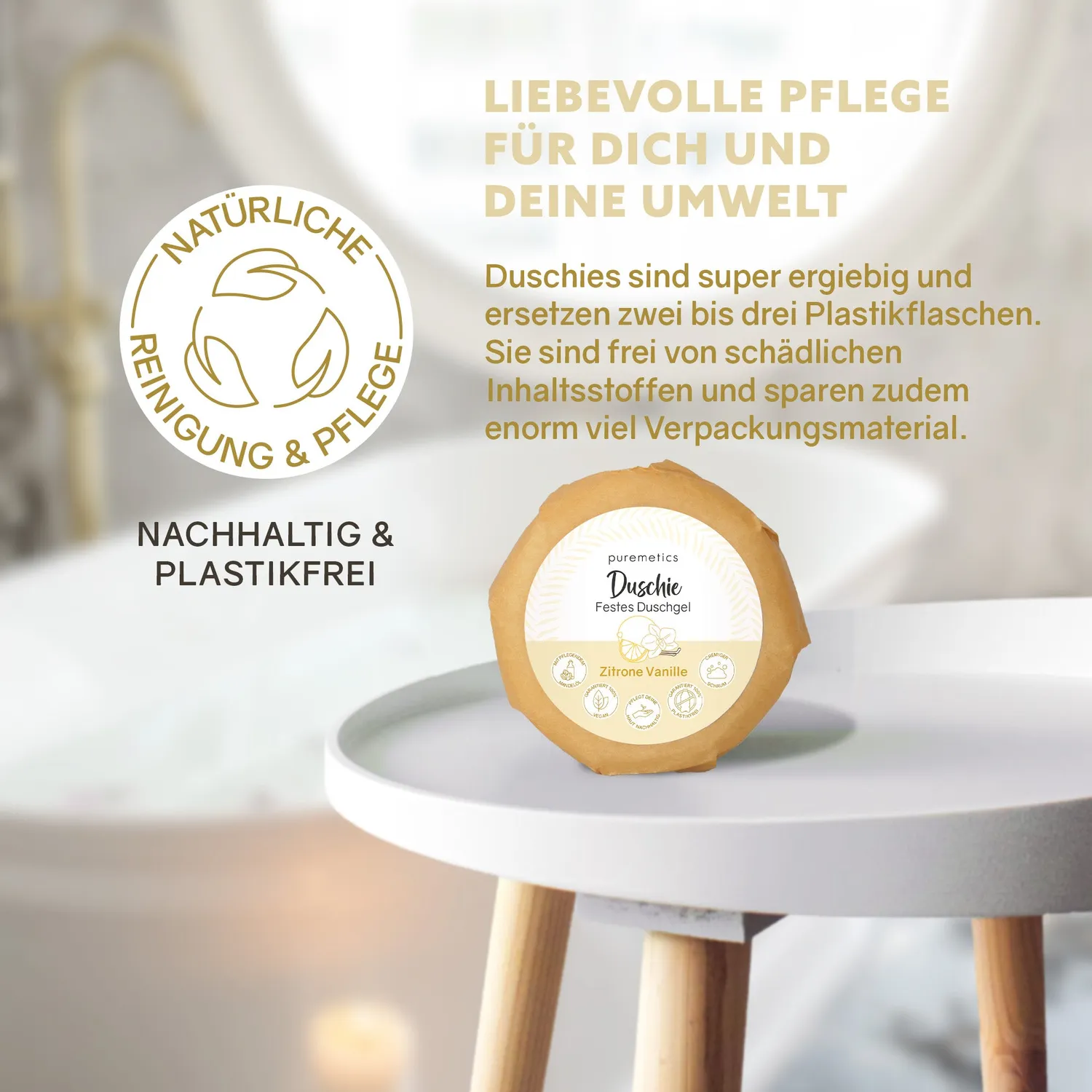 puremetics Duschie Zitrone Vanille fast brusesæbe 1 stk