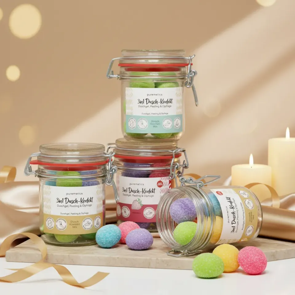 puremetics 3in1 Dusch-Konfekt badebolcher 10 stk kokos