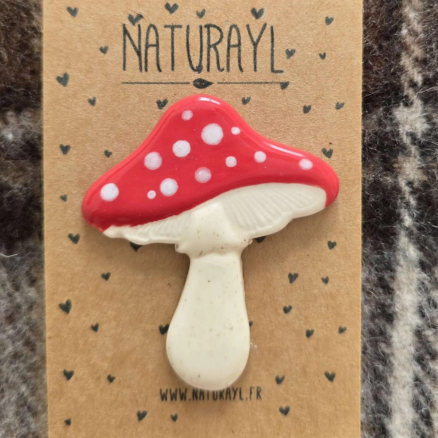 Naturayl Amanite pin fluesvamp i keramik