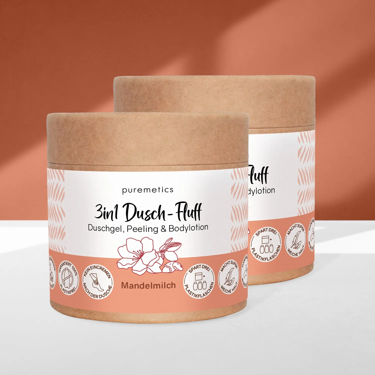 puremetics 3in1 Dusch-Fluff brusescrub mandelmilch 1 stk mild