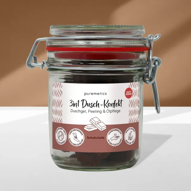 puremetics 3in1 Schokolade brusekonfekt 10 stk chokoladeduft