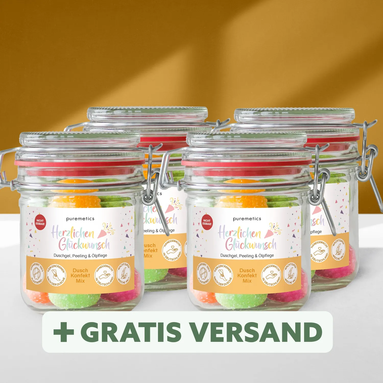 puremetics 3in1 Herzlichen Glückwunsch brusekonfekt 10 stk mix